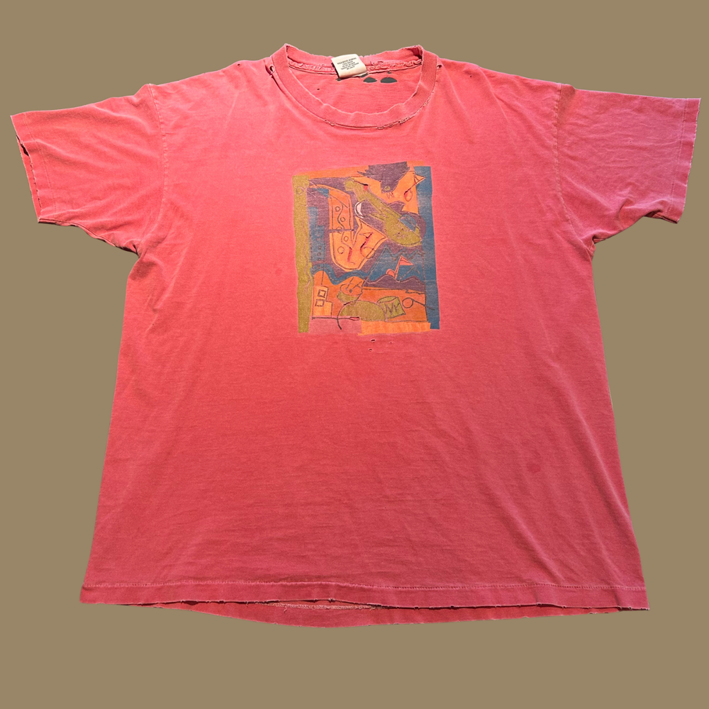 Vintage 90s Thrashed Jazz Club Saxophone Shirt Size Large / XL