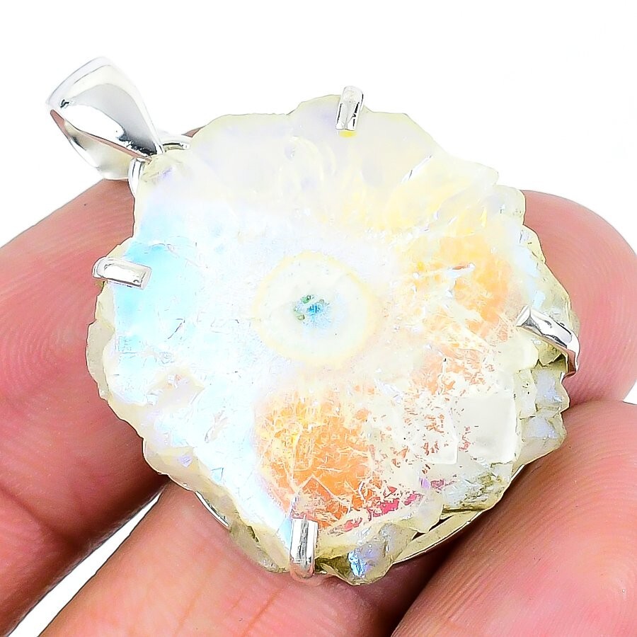 Titanium Solar Drusy Sterling Silver Cyber Monday Pendant-image