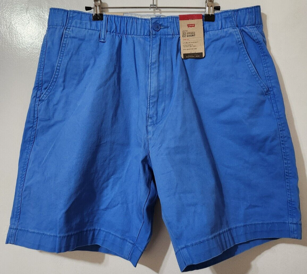 Levis Shorts Mens L Measures 36x8 XX Chino EZ Blue Stretch Elastic Waist NEW