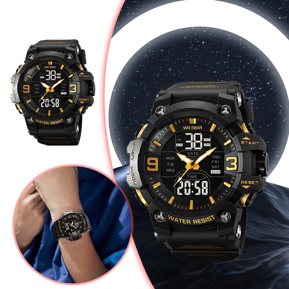 Men’s Stylish Digital Analog Night Light Watch for Students  