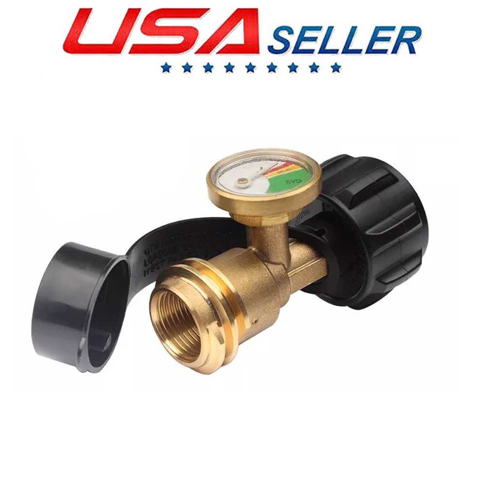 Propane Tank Gauge Brass Adapter w/Gas Pressure Level Meter Indicator for BBQ RV