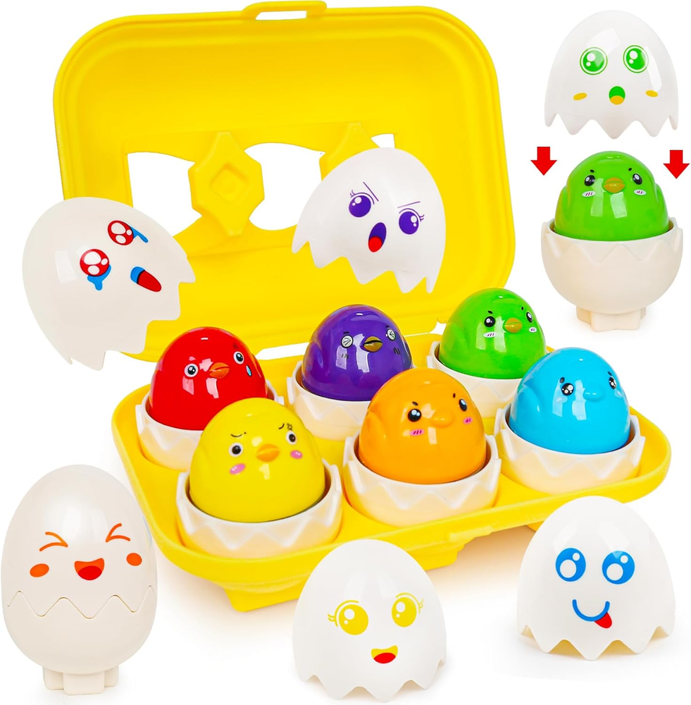 Easter Eggs Toys for Toddlers 1-3,Montessori Early Eduaction Learning Color Shap