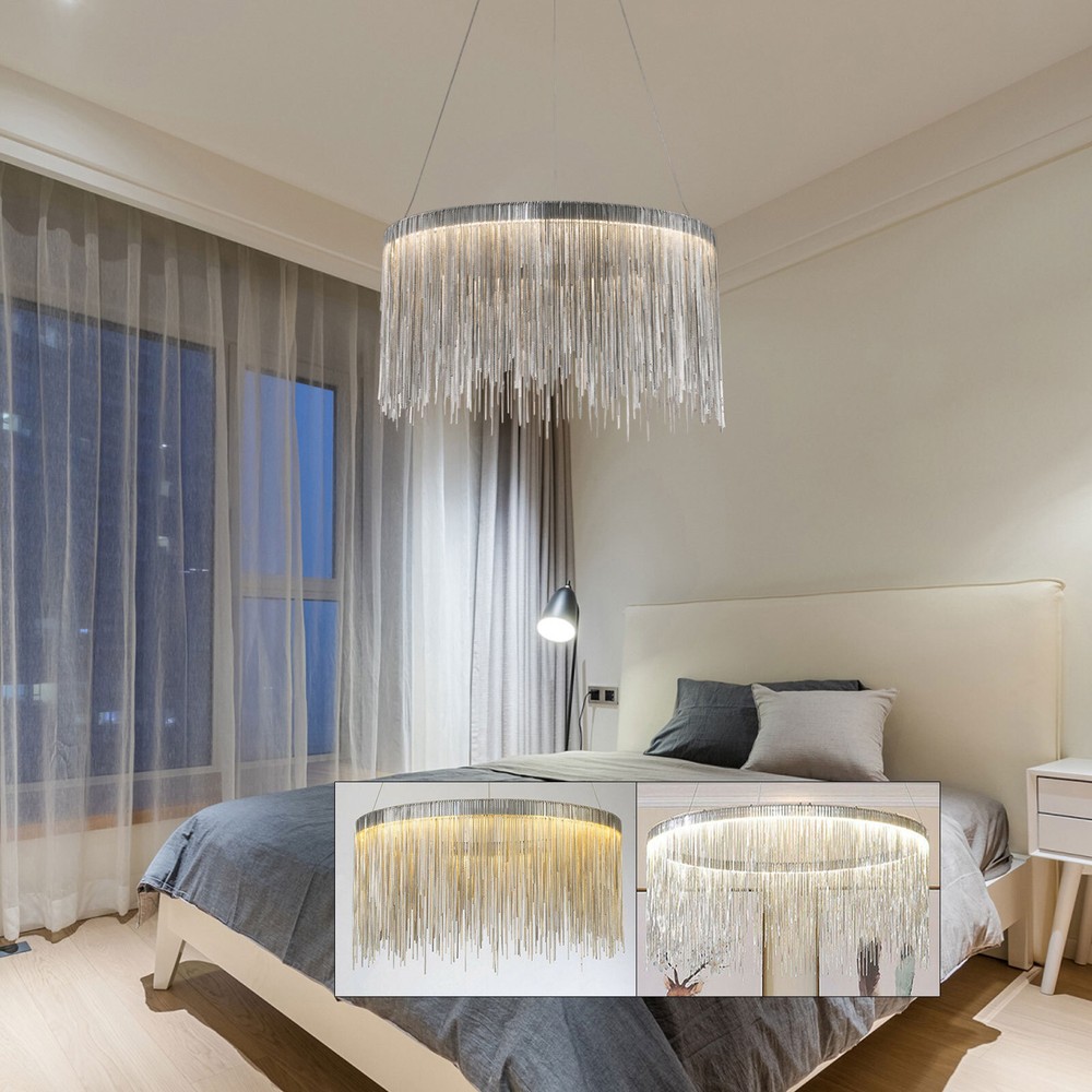 Modern 60W LED Tassel Linear Pendant Chandelier Light