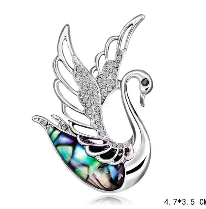 Fashionable Abalone Swan Brooch Unisex Animal Pin Office Party Gift