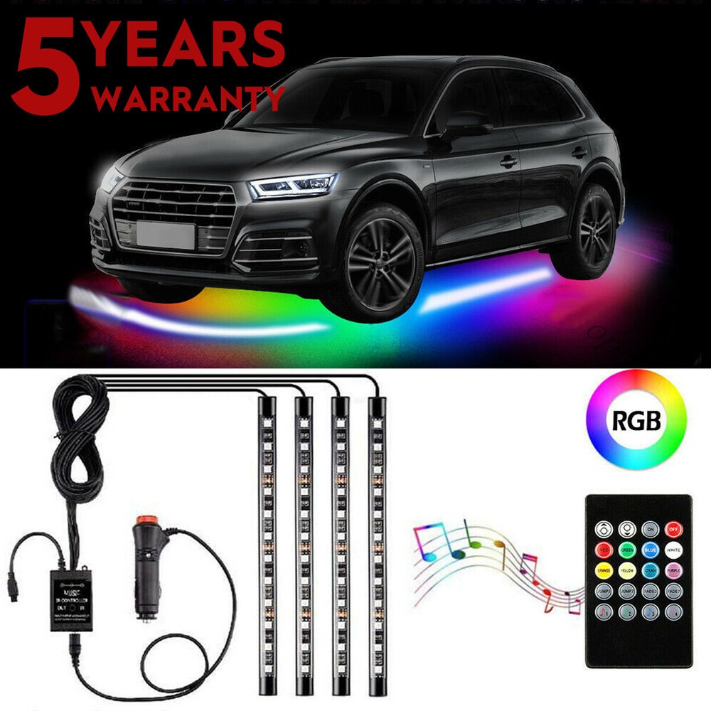 RGB Motorcycle ATV 48LED Neon Under Glow Accent Light Strip Music Control 12V DC