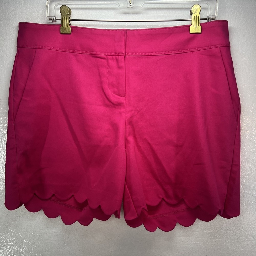 Isaac Mizrahi New York Shorts Women's 12 Scalloped Hem Tailored Pink