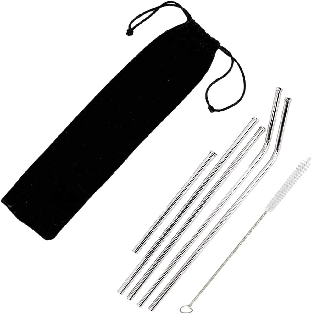 The Finest Pack of 5 Reusable Stainless Steel Straws with Case, BPA Free Metal S