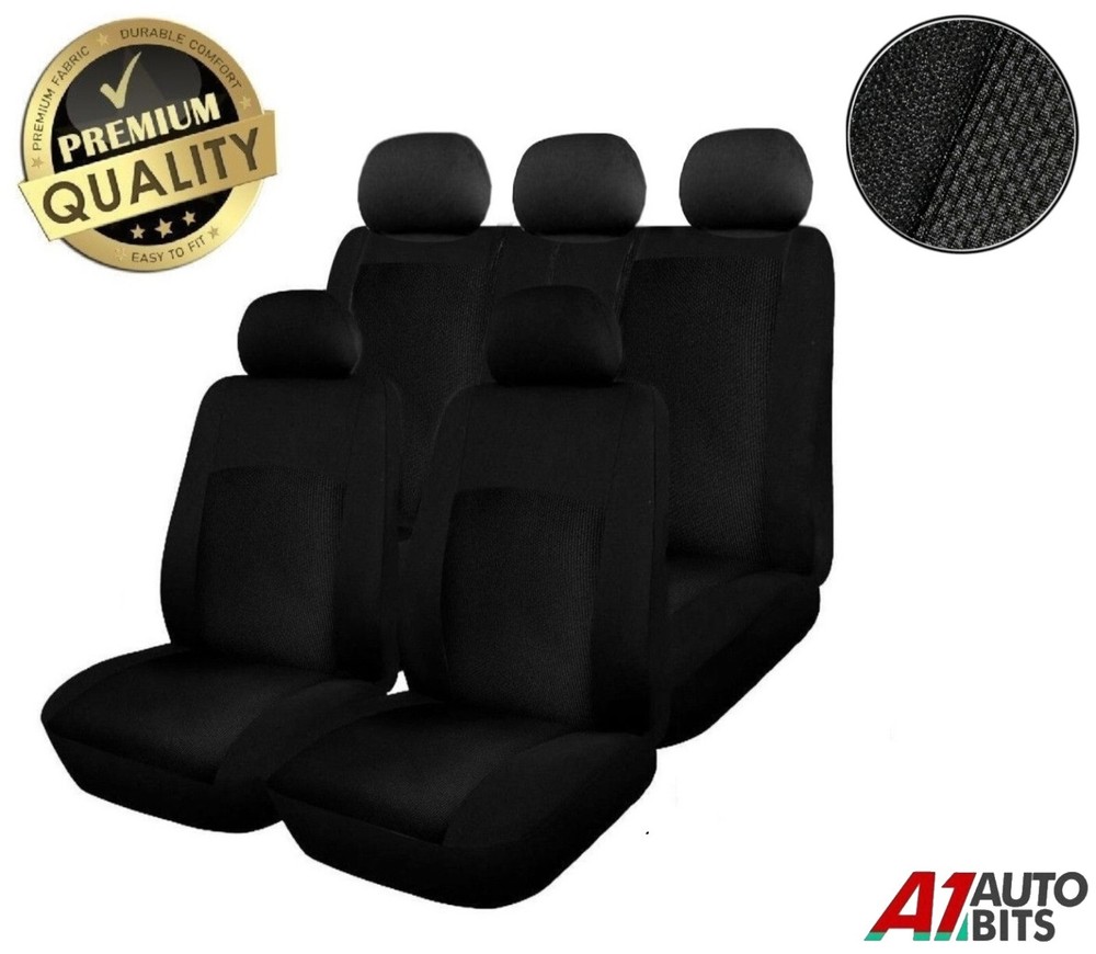 Car Seat Covers Full Set Premium Black Fabric For Skoda Octavia Superb Fabia
