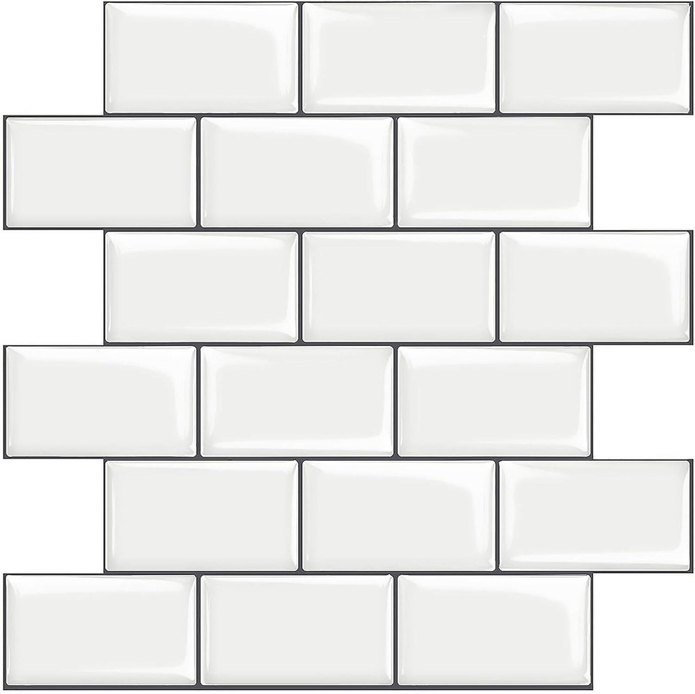 STICKGOO White Subway Tiles Peel and Stick Backsplash 10 Sheets Thick Design