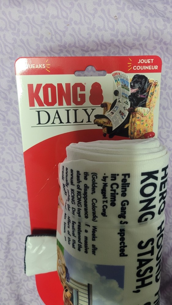 KONG Daily Newspaper LARGE (3ft) Plush Crinkley 6 Squeaker Tug & Shake Dog Toy