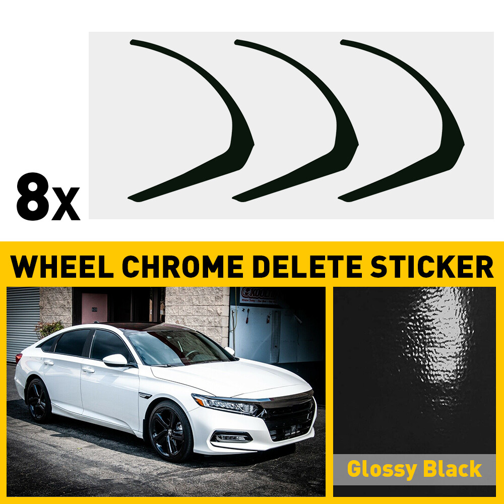 8x Chrome Delete Blackout wheels Trims For Honda Accord 2018-2022 - Glossy Black