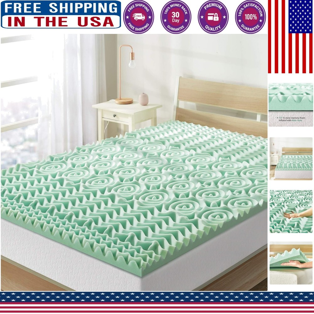 Aloe Infused 1.5 Inch Memory Foam Twin XL Mattress Topper for Ultimate Comfort