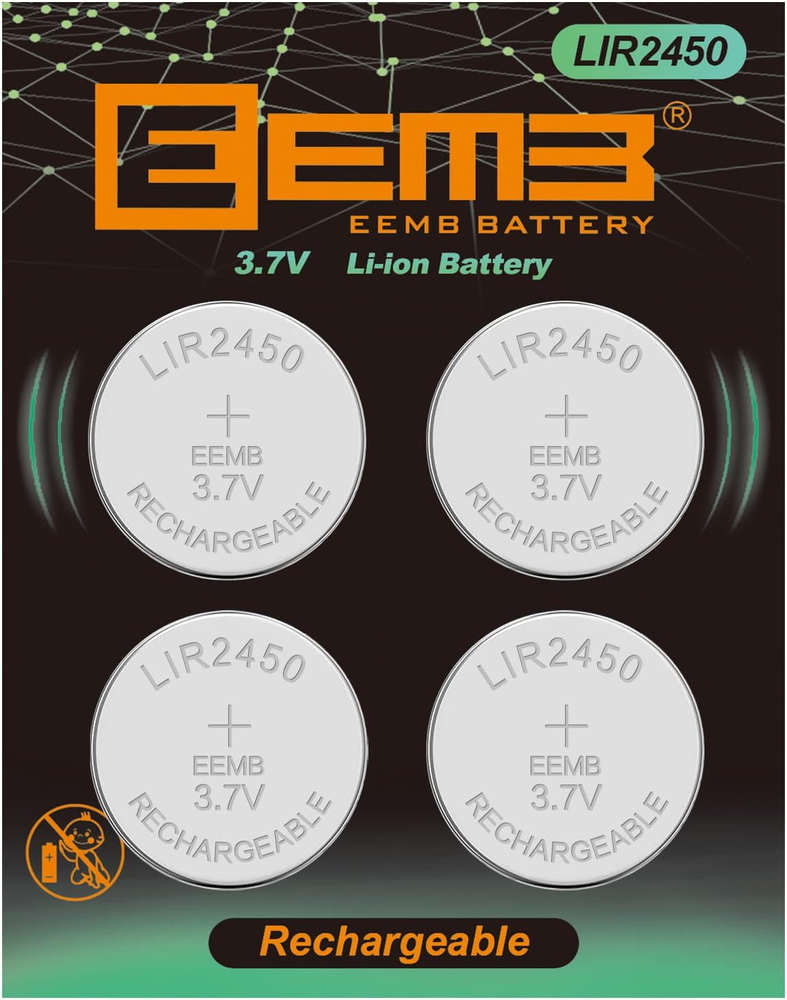 4Pcs Lir2450 Rechargeable Battery 3.7V Lithium-Ion Coin Button Cell Batteri
