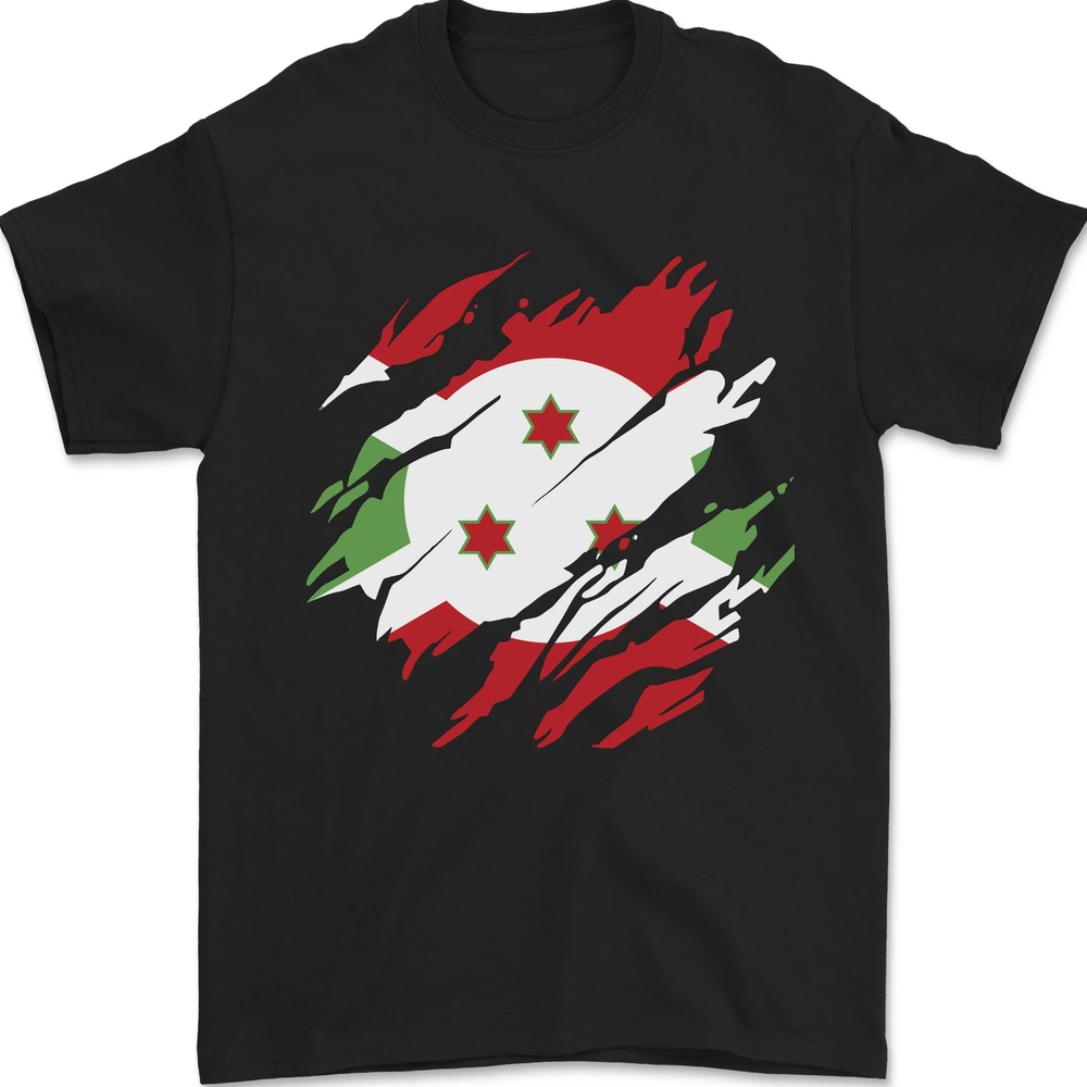 Torn Burundi Flag Burundians Day Football Mens T-Shirt 100% Cotton
