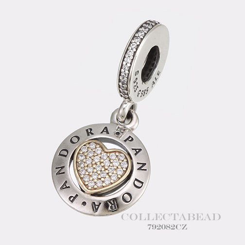Authentic Pandora Silver & 14K Signature Heart Dangle Bead 792082CZ *SPECIAL!