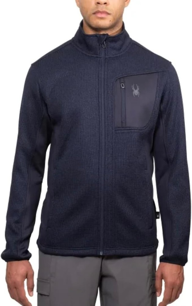 Spyder Men's Full Zip Relaxed Fit Stand Collar Jacket, Blue, Size XL