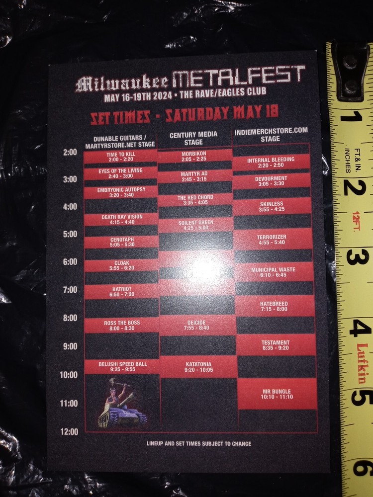 MILWAUKEE METAL FEST 2024 Concert Schedule Set Times 5/18/24 Handbill Ticket