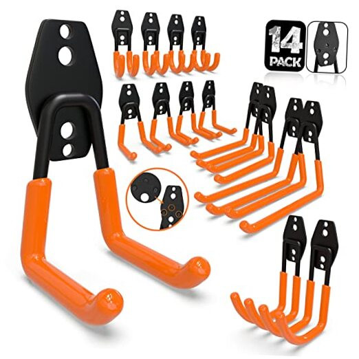14-Pack Heavy Duty Garage Wall Hooks with Reinforced Welding