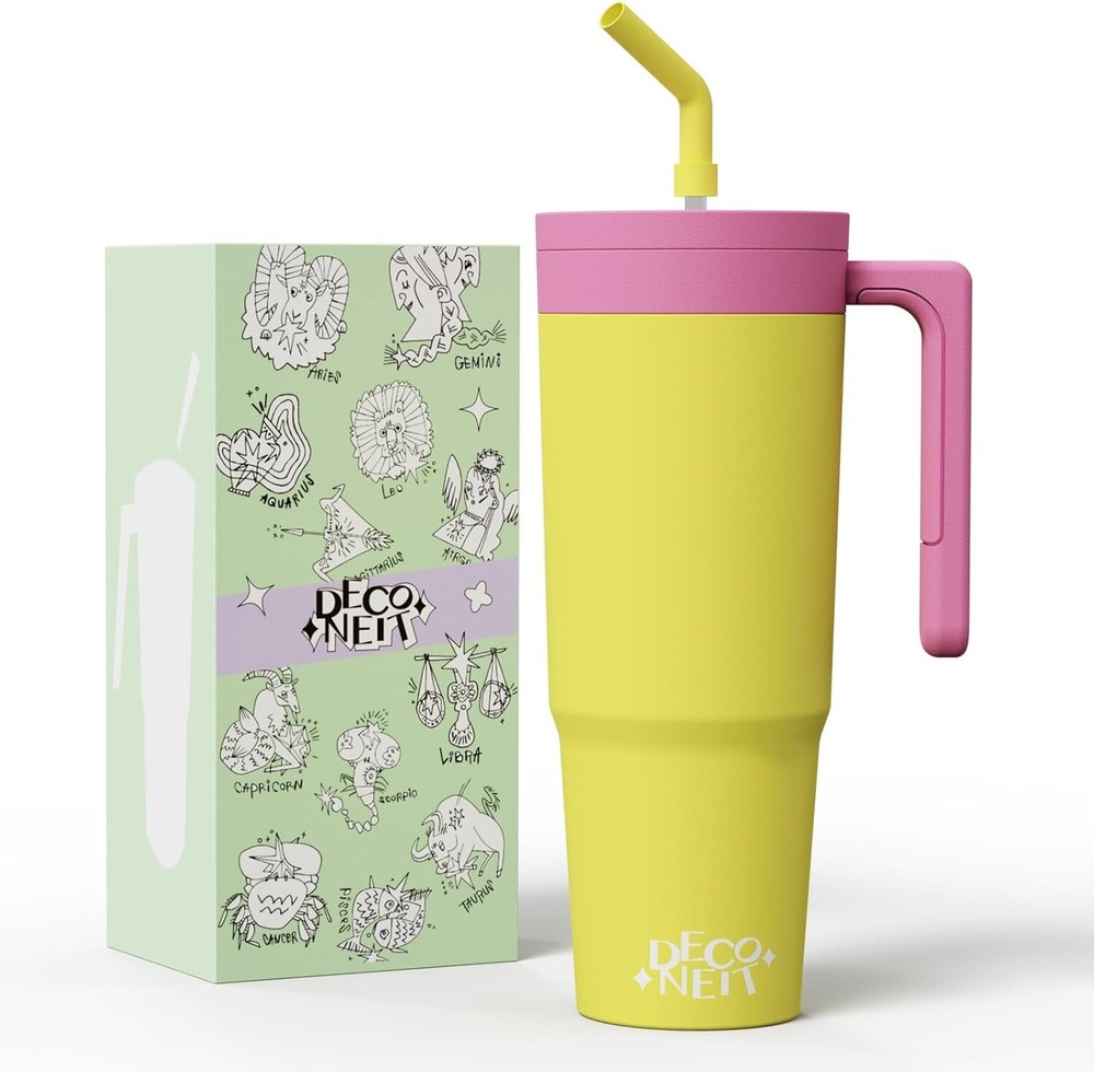 40oz Tumbler with Handle and Straw, Reusable Vacuum Insulated Stainless Steel