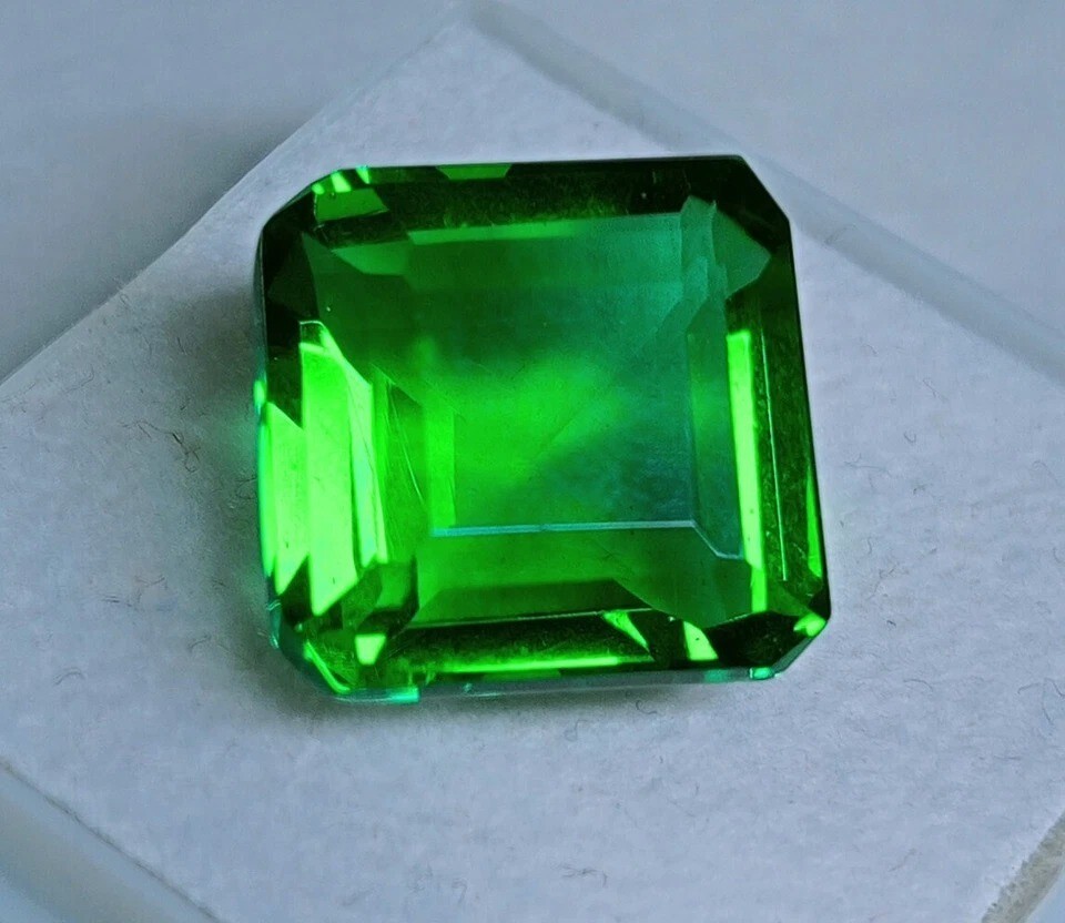 Shining 11-12 Ct Brazilian Green Topaz Square Cut EGL Certified Loose Gemstone