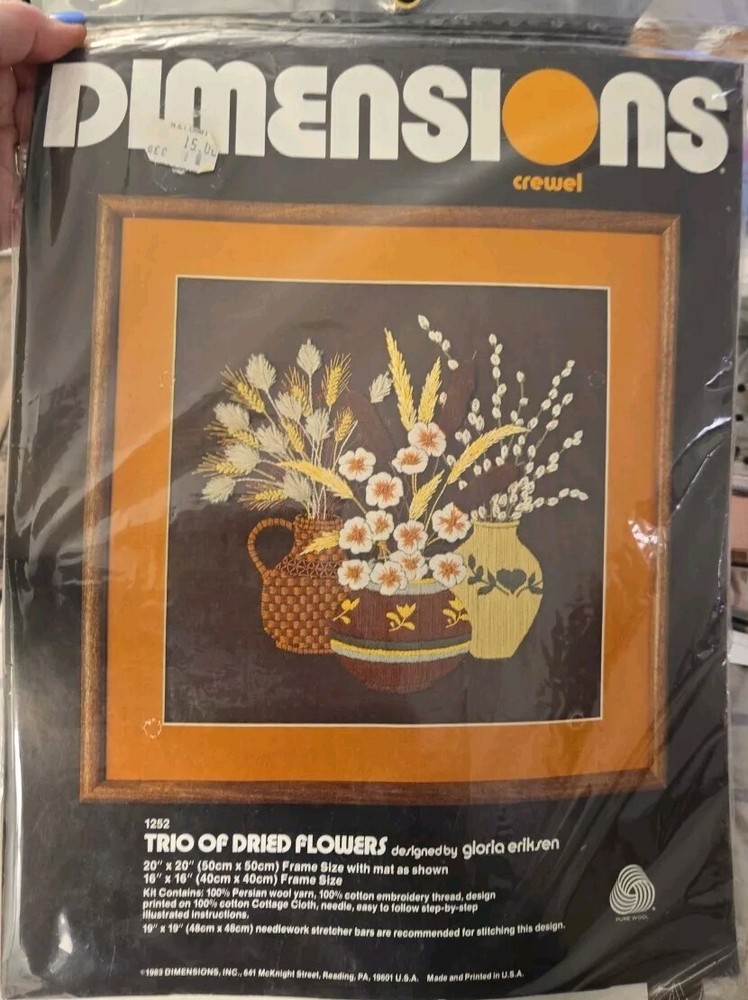 Dimensions Oriental Vase Crewel Kit 1324 Calla Lilies Gloria Eriksen Arrangement
