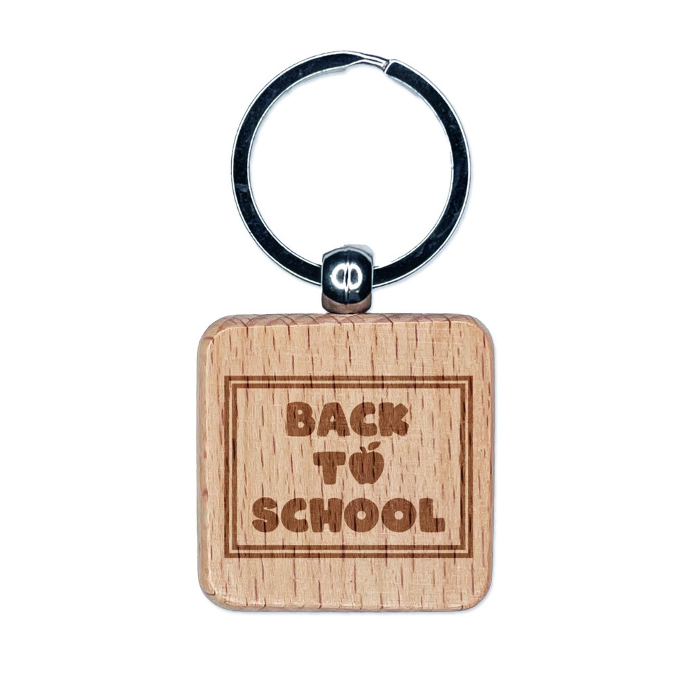 Apple Engraved Wood Keychain for Back to School Gifts  -image