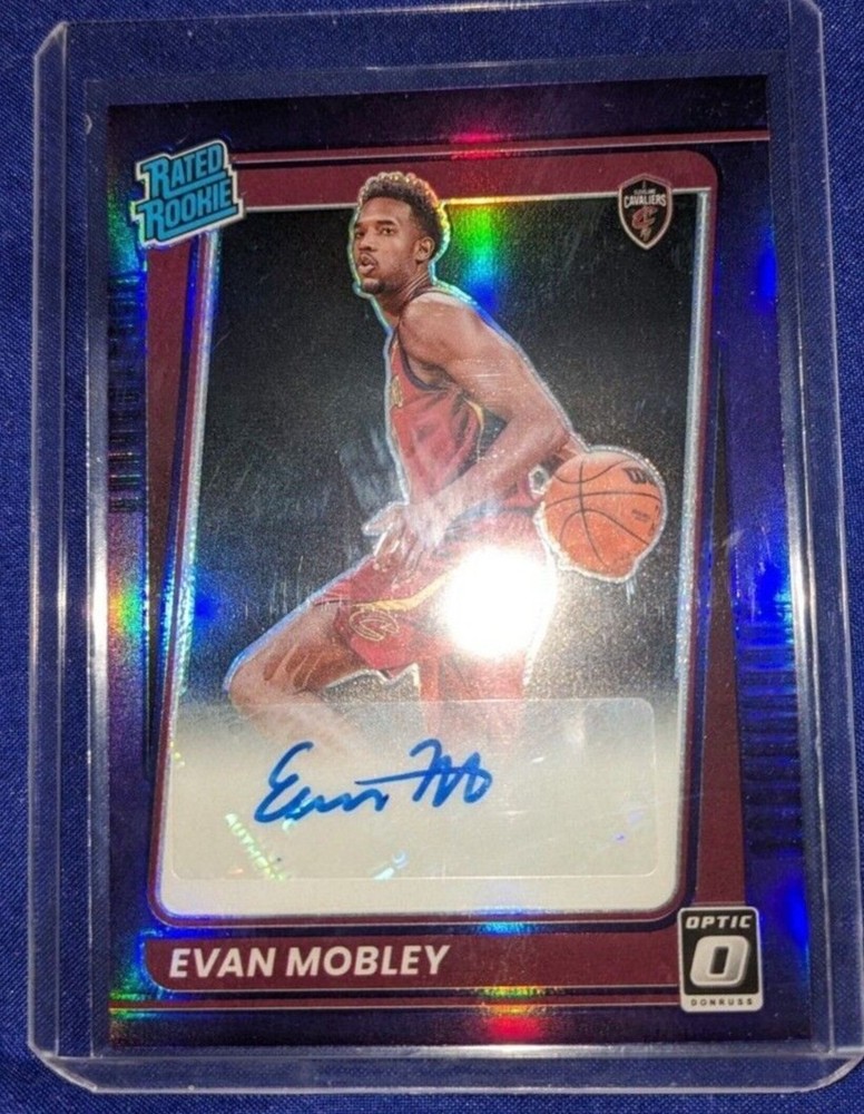 EVAN MOBLEY 2021-22 PANINI DONRUSS OPTIC RATED ROOKIE PURPLE AUTO/RISING STAR!