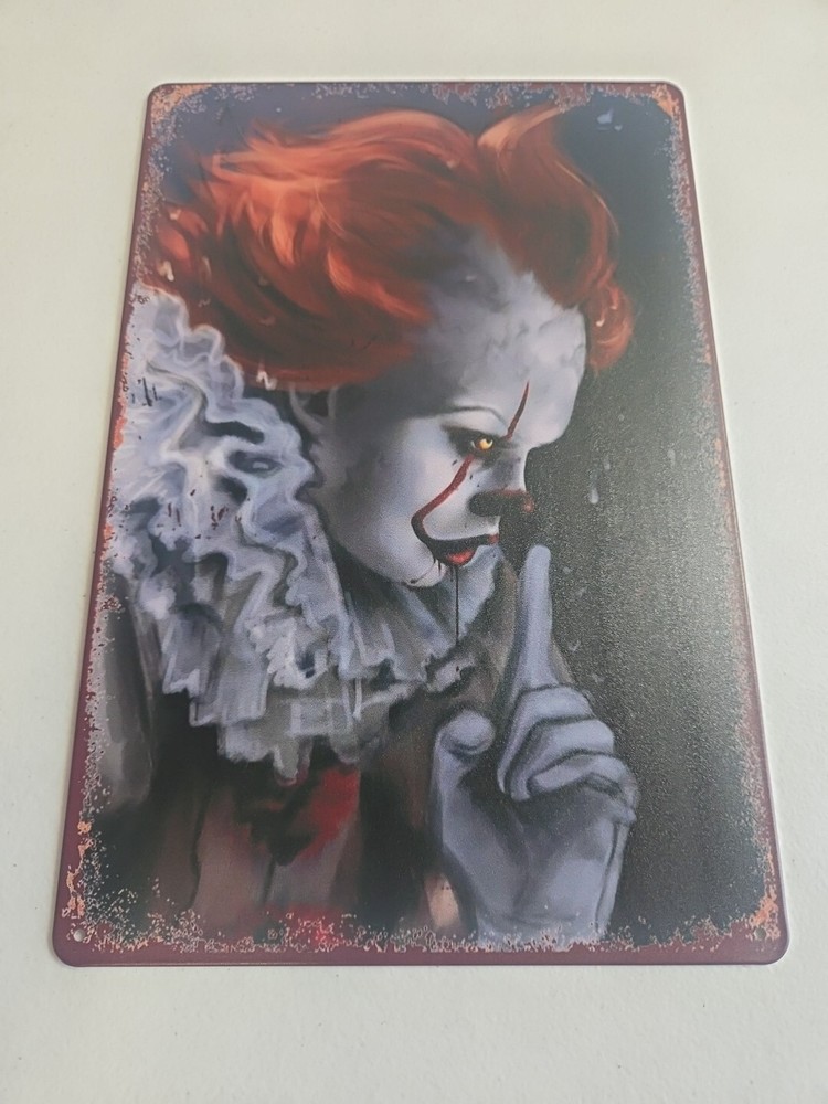 Pennywise, Scary Clown, Rustic-looking 8x12 Metal Sign