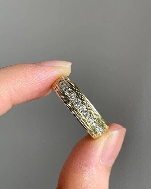 1.20CT Round Lab Diamond Band Ring for Men & Women in 14K Gold Plated