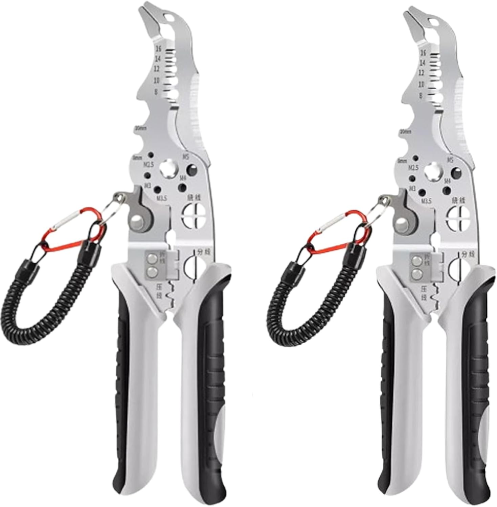 2024 Multifunctional Spring-Loaded Elbow Wire Stripping Pliers with Keychain