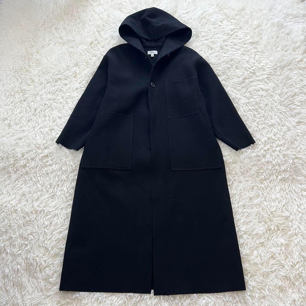 HYKE Melton Hooded Unisex Work Jacket in Black - Pre-Owned Style