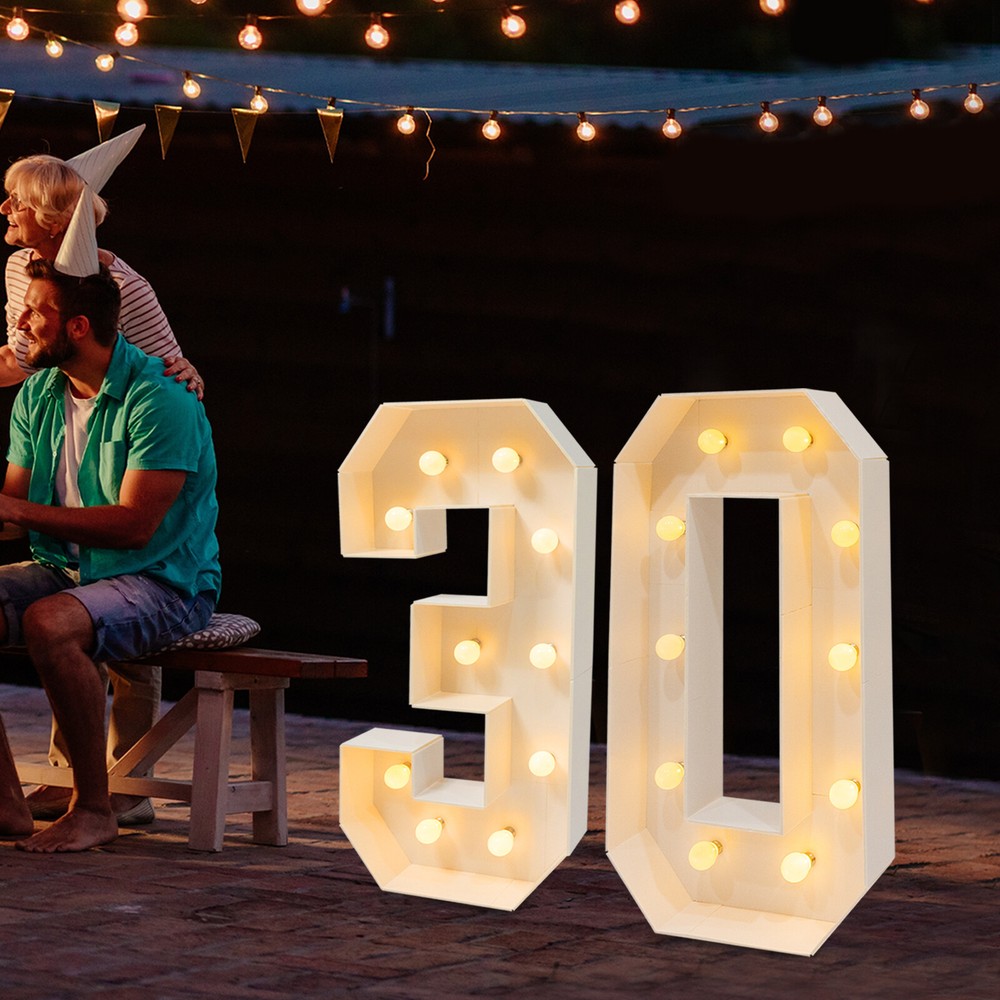 30th Birthday Light Up Numbers for Party Decorations