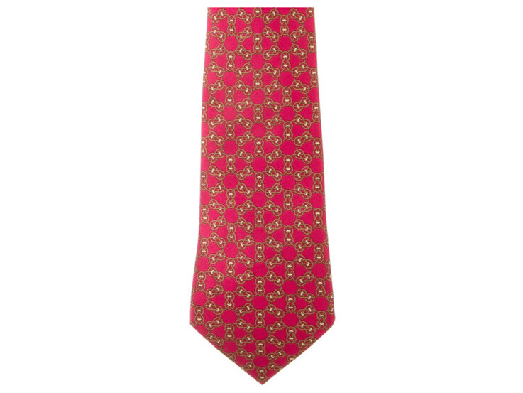 HERMES  beautiful  vintage red silk print tie/necktie