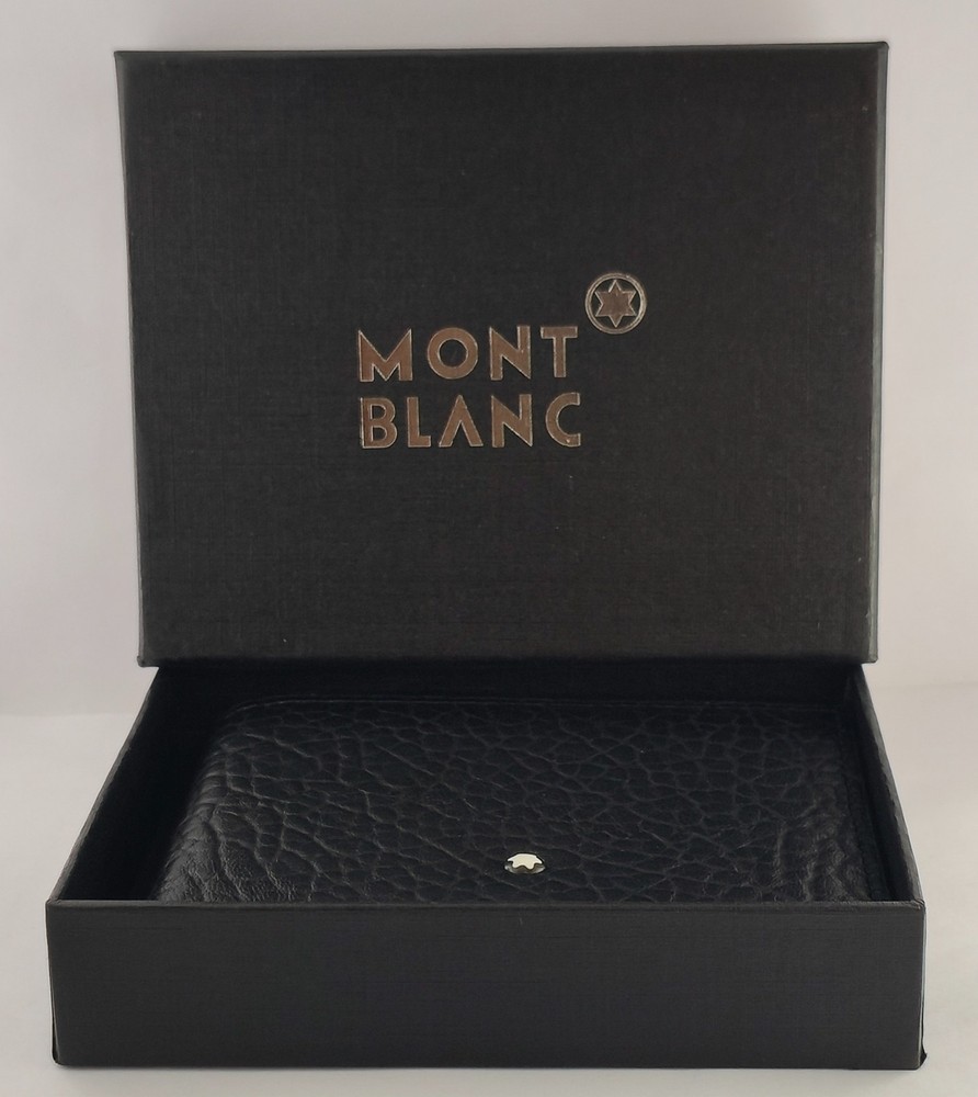 Montblanc Soft Grain Black Leather Bi-Fold Men's Wallet | Logo Luxury Designer