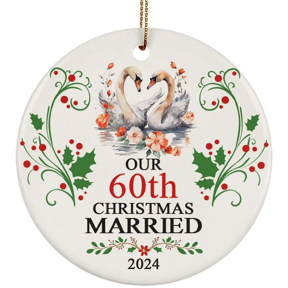 Our 60th Years Christmas Married Ornament Gift 60 Anniversary Cute Swan Couple