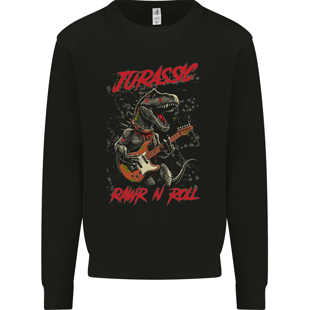 Jurassic Rawr n Roll T-Rex Dinosaur Guitar Rock Mens Sweatshirt Jumper