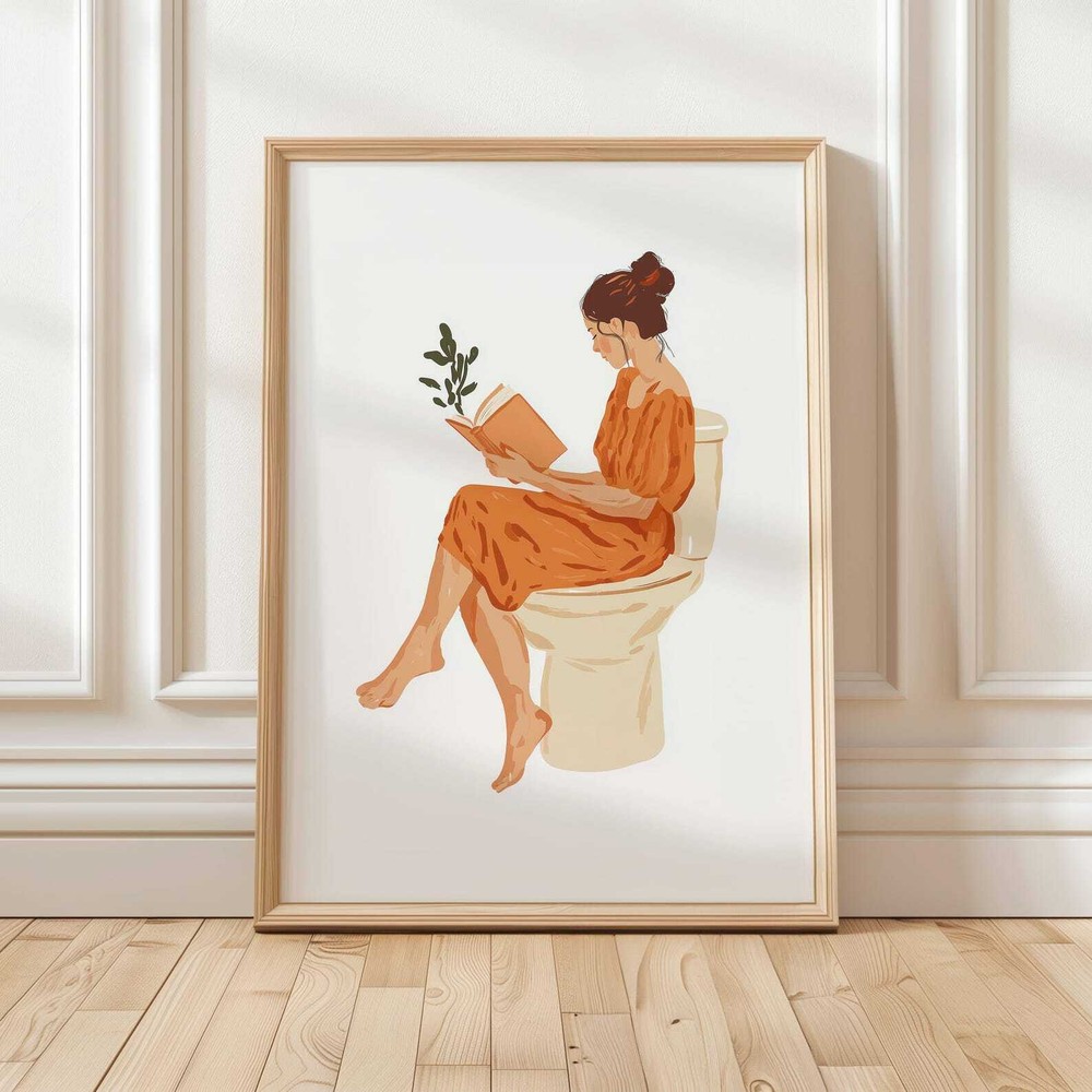 Woman Reading Wall Art  Book Lover Print  Relaxing Reading Art  Modern