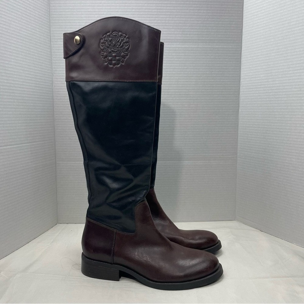 Vince Camuto Fabina Riding Boots Brown Maroon Red Womens Size 8.5 Mixed Tone