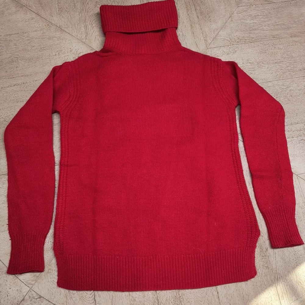 J Crew Turtleneck Sweater Merino Wool Blend Sz XS Holiday Red