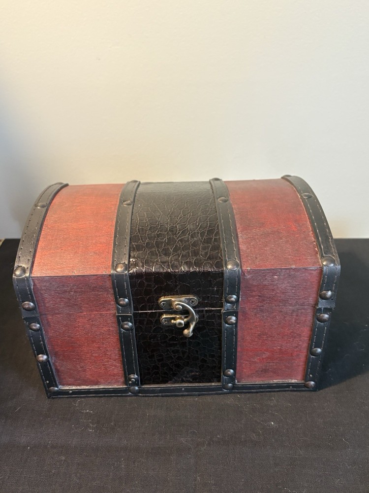Keep Sake Box With Faux Leather.  Treasure Chest Inspired