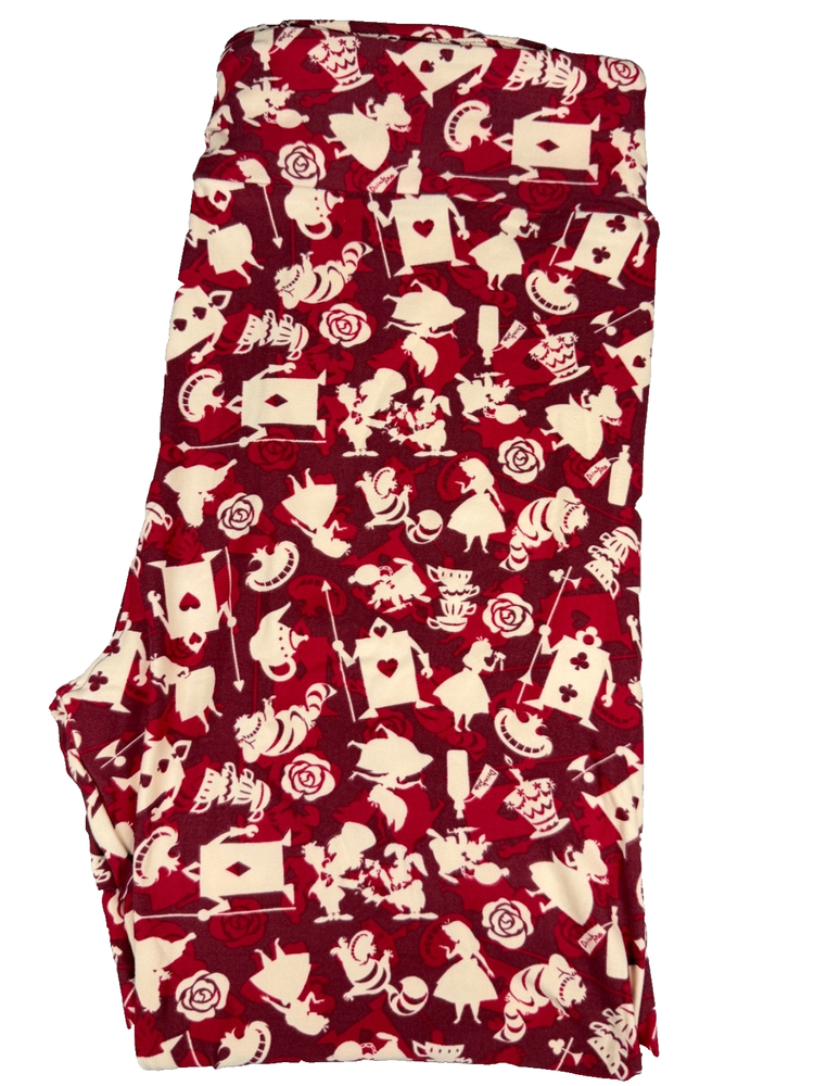 New Disney Alice in Wonderland LuLaRoe Tall Curvy 2 Leggings Red