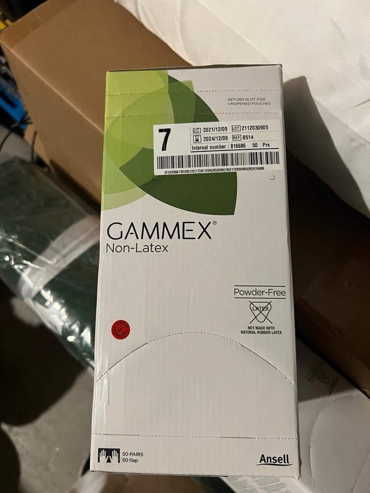 Gammex PI Green Sterile Non-Latex Surgical Gloves Size 7.5 Exp 12/24 Case of 100