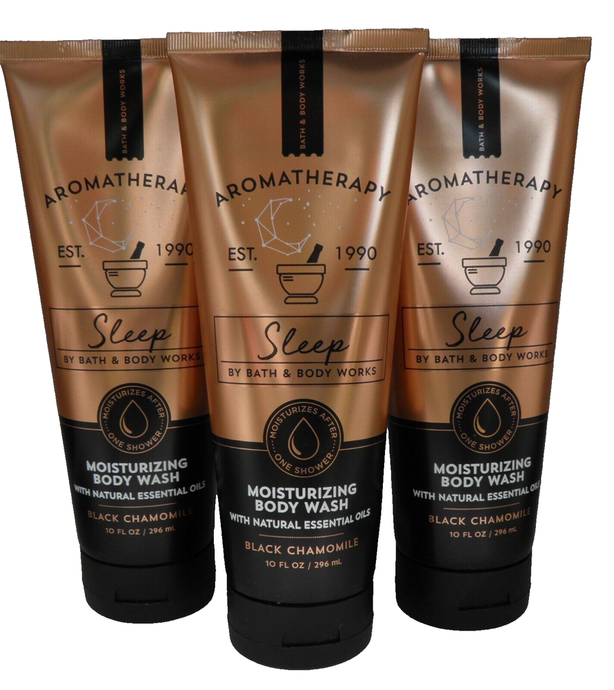 3 BATH & BODY WORKS Sleep BLACK Chamomile Moisturizing Body Wash