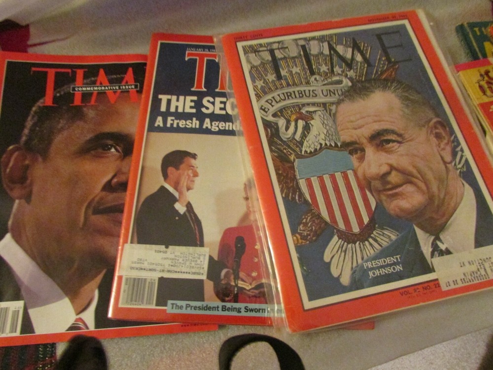 HISTORIC MAGAZINE ISSUES-OBAMA 2008,LBJ 1963, REAGAN 1985