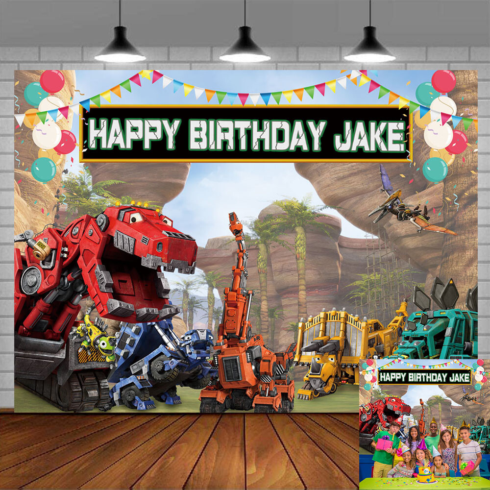 Dinotrux Custom Birthday Banner Backdrop Personalized Party Decor Gift