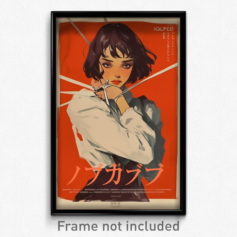 Vintage French Movie Art Print - Guilty Girl Holding Tattered Ribbon  