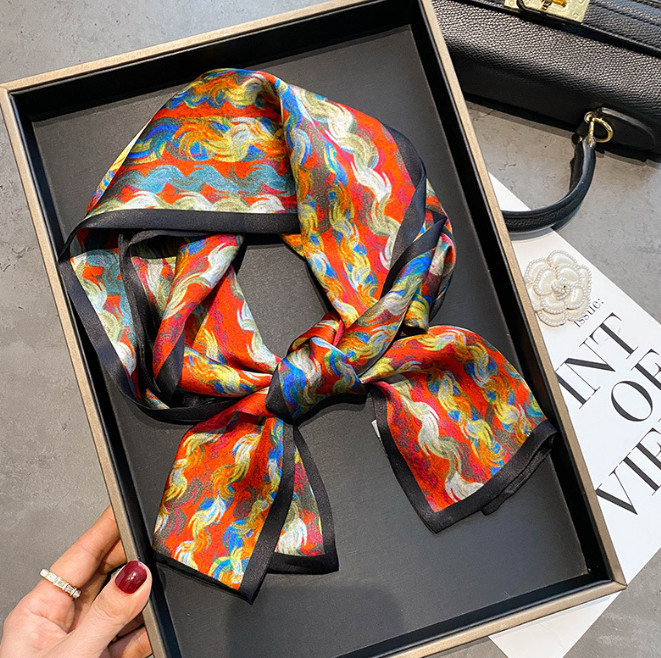 100% Mulberry Silk Scarf 150x15cm Double-Sided Print for Women