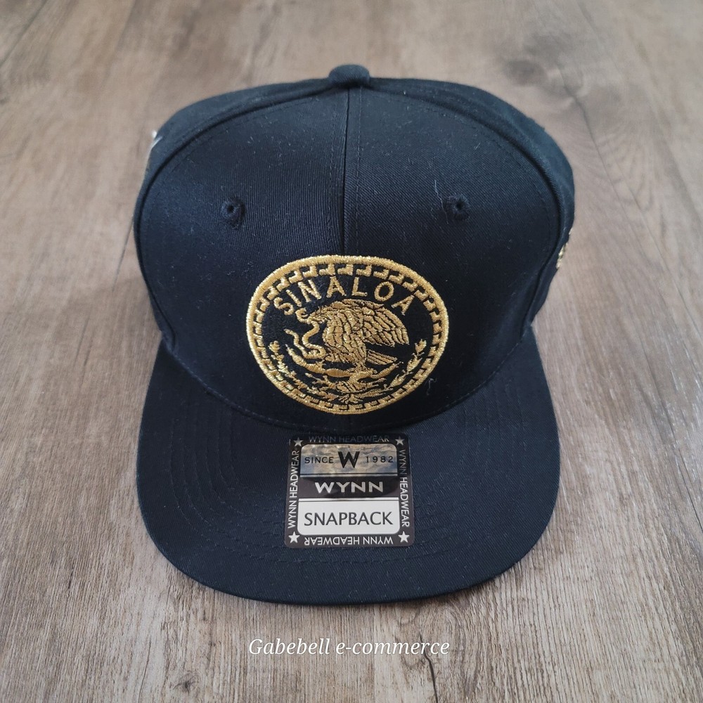 Wynn Sinola Flatbill Gold Logo Hat Cap Nwt Black Mens Snapback Flat Bill Cap