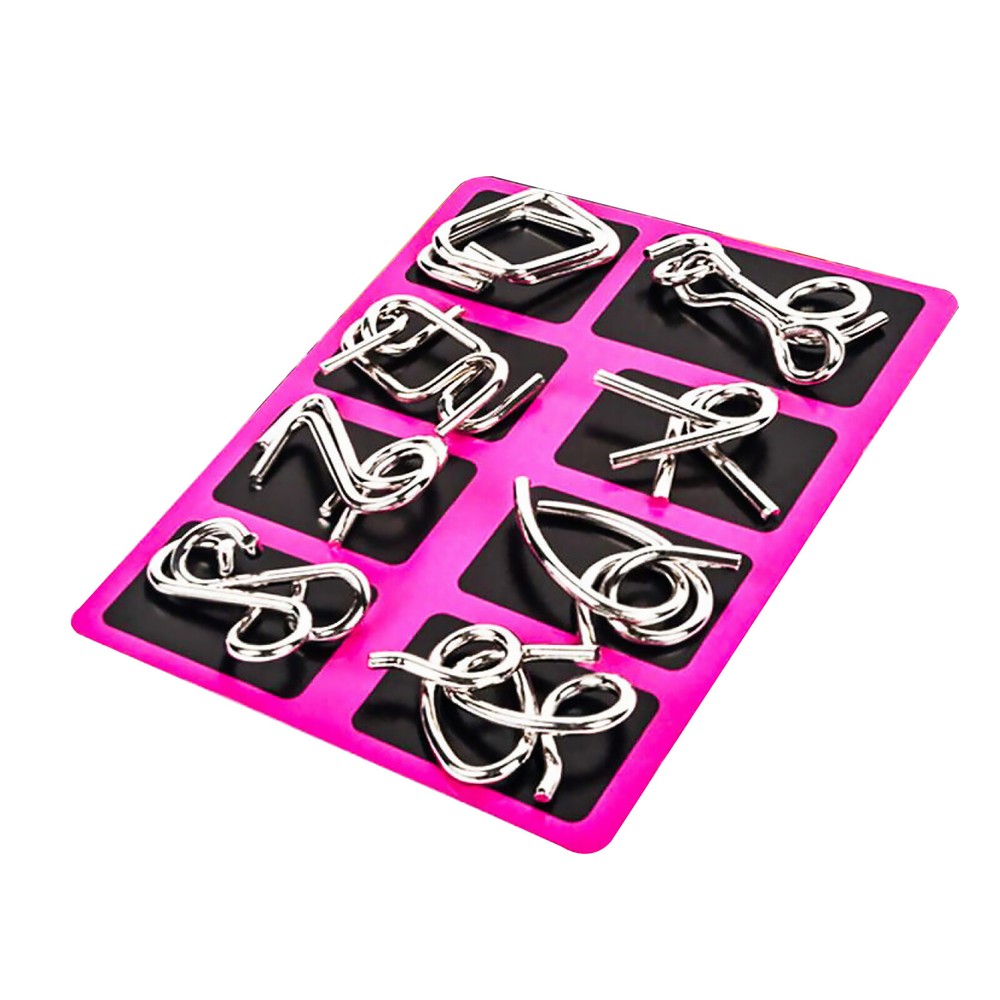 8PCS/Set Metal Puzzle Wire IQ Mind Brain Teaser Toy Educational Kids Toys F