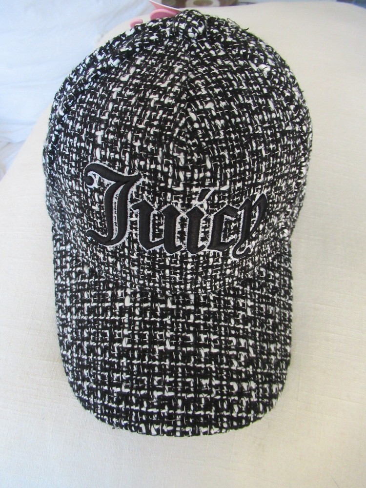 Juicy Couture Black & White Houndstooth Baseball Hat With JUICY Logo One Size